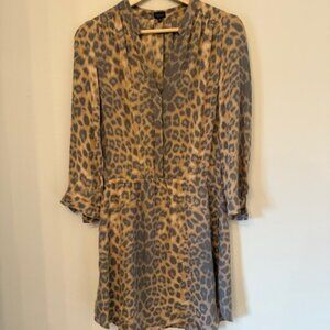 Aritzia Babaton Silk Leopard Print Shirt Dress, Size Small